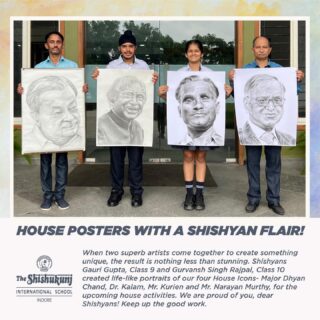 Under the able guidance of Mr. Jitendra Singh Rajput and Mr. Sameer Gokhale, the two budding artists, Gauri and Gurvansh regularly come up with beautiful art pieces. Both the teachers are superb artists in their own rights, and serve as inspiration for many. In form of these artworks, Gauri and Gurvansh showcase a glimpse of the myriad achievements they're sure to have in future. We wish them happiness and success.

#shishukunjindore #theshishukunjinternationalschoolindore #cbseschoolindore  #cbseschoolmp #cbsemp  #leteverybudbloom #houseposters #artistsofShishukunj #dhyanchand #kalam #narayanmurthy #Kurien