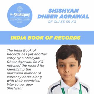 Aiming for and breaking records is a way for young Shishyans to test their mettle against a variety of challenges. Shishyan Dheer Agrawal's power of retention stood him in good stead for setting this record. Congratulations dear Shishyan, we are proud of your achievement!

#shishukunjindore #theshishukunjinternationalschoolindore #cbseschoolindore  #cbseschoolmp #cbsemp  #leteverybudbloom #Indiabookofrecords #memorypower #identification