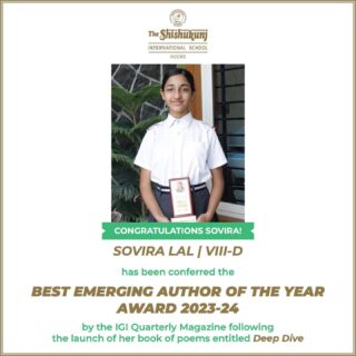 Well done Sovira, may you continue to write and inspire the rest of your tribe!

#shishukunjindore #theshishukunjinternationalschoolindore #cbseschoolindore #cbseschoolmp #cbsemp #leteverybudbloom #shishyanshine #author #literacy #englishpoetry