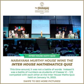 The questions revolved around estimation, approximation, connecting Maths to our day to day lives, etc. The Bidding Round proved to be the most interesting round, wherein students had to BID for a topic of their choice. The Rapid Fire Round saw the students answering a few questions even before the quiz masters could complete the question!   

The audience round kept each student in the audience engaged throughout the quiz. With so much engagement, not only of the participants, but the audience as well, the quiz did not seem  like a quiz. In fact, it was rather like a  very innovative and collective Maths Class wherein everyone was listening, thinking, guessing  and solving the questions posed to them. In other words, the Inter House Maths Quiz was a great learning experience for all.

All the teams performed well and the results were as under :
The results were as follows :
First Position : Narayanmurthy House
Second Position : Dhyanchand House
Third Position : Kalam House
Congratulations to all the students who enthusiastically participated in this competition!

#shishukunjindore #theshishukunjinternationalschoolindore #cbseschoolindore  #cbseschoolmp #cbsemp  #leteverybudbloom #shishyanshine #mathteachinglearning #stemeducation #mathwizards