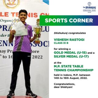 A winner is someone who recognises his God-given talents and works extra hard to develop them into skills. Shishyan Vishesh uses these skills to accomplish his goal- winning title after title. After his victory at the district level, Vishesh has now gone on to win two more titles. At the First MP State table tennis championship 2022, he won the Gold in the under 15 category and the Silver in the Under 17 category. We wish you grand success in all your future endeavours!

#shishukunjindore #theshishukunjinternationalschoolindore #cbseschoolindore  #cbseschoolmp #cbsemp  #leteverybudbloom #MPstatetabletennis #tabletennischampionshipwinners