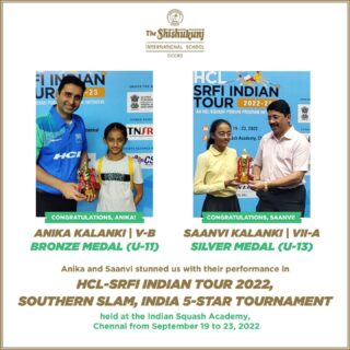 Following this stunning performance, Shishyans Saanvi and Anika are ready to show their skills again in the National Championship to be held in Mumbai in October. Congratulations and best wishes, dear Shishyans!

#shishukunjindore #theshishukunjinternationalschoolindore #cbseschoolindore  #cbseschoolmp #cbsemp  #leteverybudbloom #HCLSRFI #squashchampionship #squashplayers #southernslam