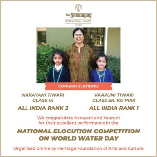 Congratulations dear Narayani and Vaaruni on your performance in the eleventh edition of the national level inter school elocution competition on World Water Day organized by the Heritage Foundation of Art and Culture.
 
The Shishukunj family is proud of Narayani and Vaaruni for their outstanding achievement and for bringing laurels to the school.

#shishukunjindore #theshishukunjinternationalschoolindore #cbseschoolindore #cbseschoolmp #cbsemp #leteverybudbloom #shishyanshine #worldwaterday #elocution #heritagefoundationofartsandculture