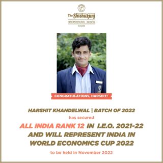 Shishyan Harshit will be competing with budding Economists from 38 countries across the world on the theme ‘The Future of Globalisation’ in the World Economics Cup 2022! 
We wish you all the luck, dear Harshit!

#shishukunjindore #theshishukunjinternationalschoolindore #cbseschoolindore  #cbseschoolmp #cbsemp  #leteverybudbloom #wec2022 #worldeconomicscup