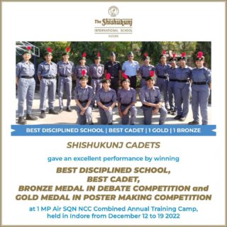 We wish to congratulate our young Shishyan Cadets on their excellent performance in the 1 MP Air SQN NCC Combined Annual Training Camp!
#shishukunjindore #theshishukunjinternationalschoolindore #cbseschoolindore  #cbseschoolmp #cbsemp  #leteverybudbloom #shishyanshine #NCC #NCCannualtraining