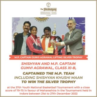 We are elated to share that Shishyan Gunvi Agrawal was elected Captain of the M.P. Basketball team and furthermore, led the team, along with Shihsyan Kyushu Mann, to win the Silver Medal at the 37th Youth National Basketball Tournament! 

Congratulations Captain Gunvi! 

#shishukunjindore #theshishukunjinternationalschoolindore #cbseschoolindore  #cbseschoolmp #cbsemp  #leteverybudbloom #shishyanshine #basketballchampion