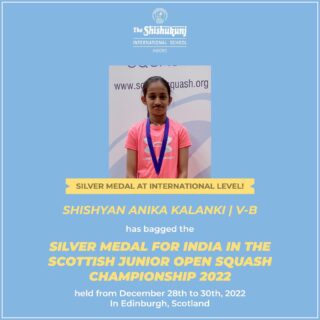 It is noteworthy that Anika played a total of 8 matches and won 7 except the final, which she lost to an Egyptian player. Well done, dear Anika! Our heartiest congratulations for securing a rank at the international level. 
#shishukunjindore #theshishukunjinternationalschoolindore #cbseschoolindore  #cbseschoolmp #cbsemp  #leteverybudbloom #shishyanshine #squashchampionship #squashplayers