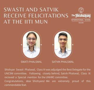 Held at the premiere institution IIT Indore, the IITI MUN held out the promise of recognition at the National level to outstanding delegates. Swasti and Satvik outshone the best of the best to achieve this shining recognition. Way to go, dear Shishyans!

#shishukunjindore #theshishukunjinternationalschoolindore #cbseschoolindore  #cbseschoolmp #cbsemp  #leteverybudbloom #iitimun #munindore #bestdelegatemun
