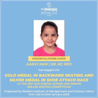 The Shishukunj family proudly congratulates Shishyan Aarvi and wishes her all the best for her future competitions.

#shishukunjindore #theshishukunjinternationalschoolindore #cbseschoolindore #cbseschoolmp #cbsemp #leteverybudbloom #shishyanshine #skatingchampion #rollerskating