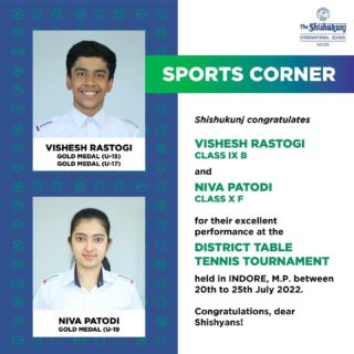 Single minded dedication towards the game and an unwavering focus are the mark of both Niva and Vishesh. Winning one title after the other, they prove that perseverance is the key to success. May you maintain your winning streaks in the upcoming tournaments. 

#shishukunjindore #theshishukunjinternationalschoolindore #cbseschoolindore  #cbseschoolmp #cbsemp  #leteverybudbloom #Indoredistricttabletennis #tabletennischampionshipwinners