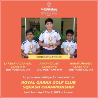 The Shishukunj family congratulates Lakshay, Manay and Arnav for their remarkable achievement and wishes them all the best for their future competitions. 

#shishukunjindore #theshishukunjinternationalschoolindore #cbseschoolindore #cbseschoolmp #cbsemp #leteverybudbloom #shishyanshine #squashchampionship #squashplayers